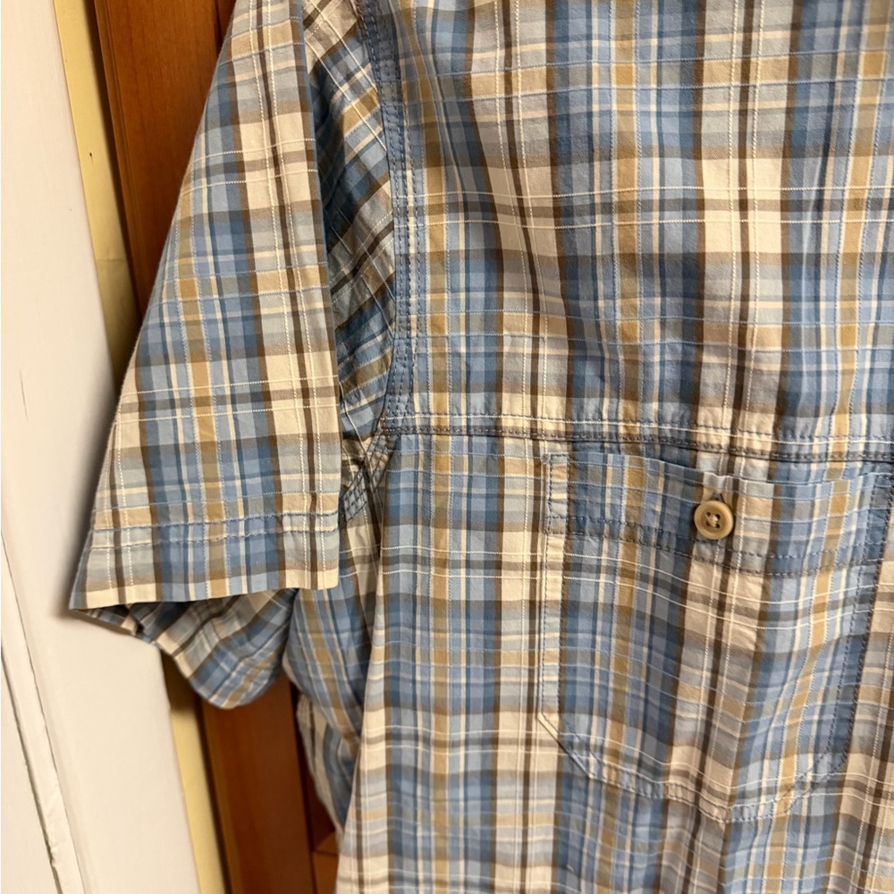 GH Bass Rock River Textured Plaid Shirt Mens 3XL Blue Short Sleeve Button Up NWT - Picture 4 of 8
